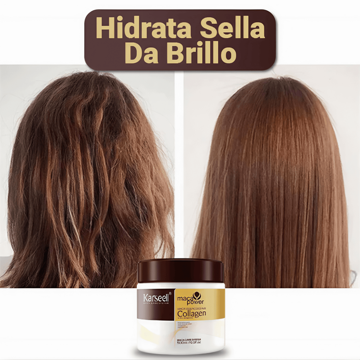 Máscara Desmaia Cabello - Karseell Colágeno 500g [Hidratación, Controla el Frizz, Alinea y Alisa]